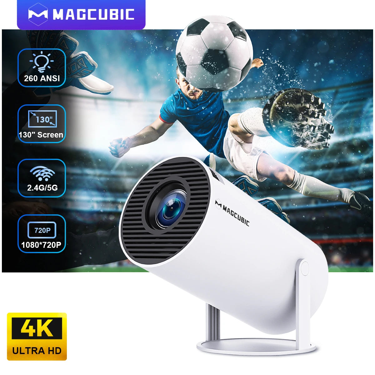 Magcubic HY300 PRO 4K Android Projector – WiFi6 + BT5.0 | 260 ANSI Home & Outdoor Cinema