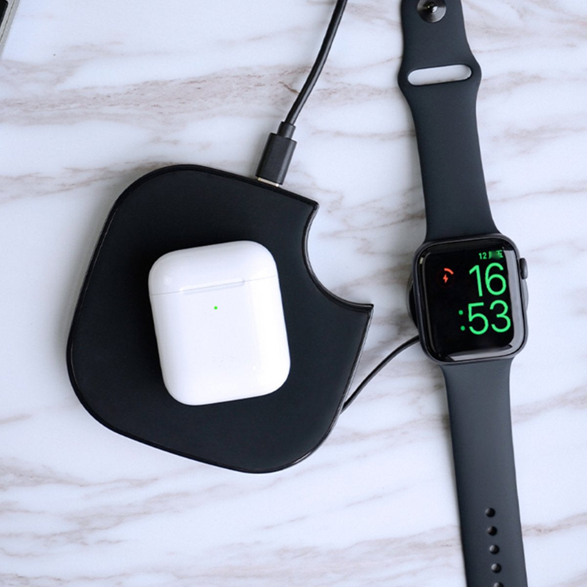 Teamwork 2-in-1 Wireless Charger – Fast Charging Pad for Phone & Apple Watch | Compact, Foldable, Qi-Compatible Design