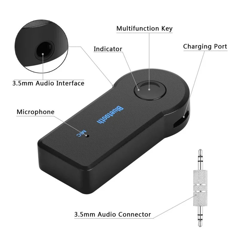 2 In 1 Wireless Bluetooth 5.0 Transceiver Adapter 3.5mm Car Music Audio AUX Car Bluetooth Receiver Bluetooth Adapter for PC