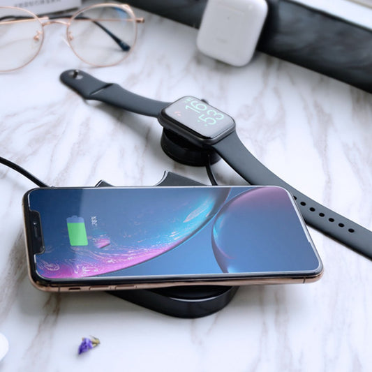 Teamwork 2-in-1 Wireless Charger – Fast Charging Pad for Phone & Apple Watch | Compact, Foldable, Qi-Compatible Design