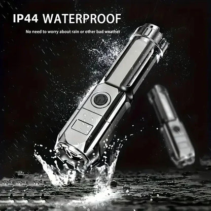 Super Bright LED Tactical Flashlight – USB Rechargeable, 4 Lighting Modes, Telescopic Zoom, Waterproof Torch for Camping & Emergency Use