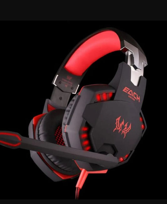 Ninja Dragon LED Vibration Gaming Headphone – 50mm Drivers, Noise-Isolating Mic, USB + 3.5mm Combo, Red & Black Design